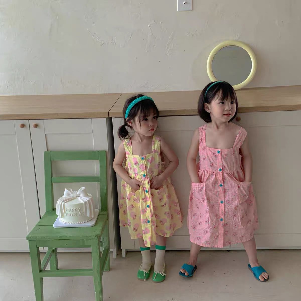 Polka dot rose sleeveless girls dress -pink (Low in stock/ size 90 & 110 left)