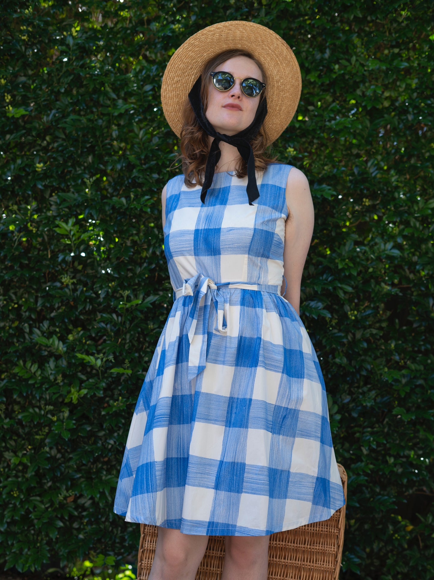 Spring Blooming Dress - Blue Plaid