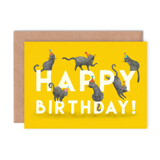 Happy Birthday Cats Single Greeting Card