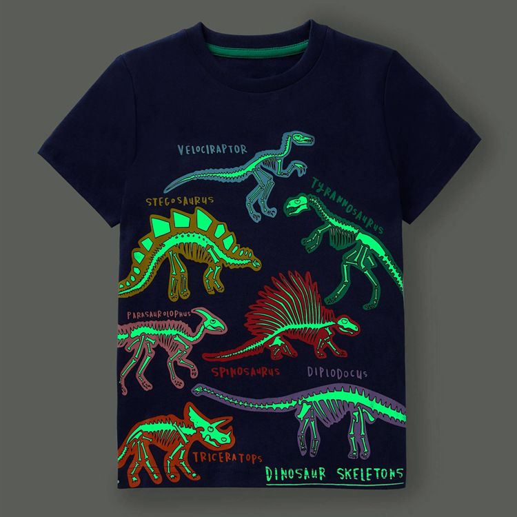Glow in the dark dinosaur tee kids