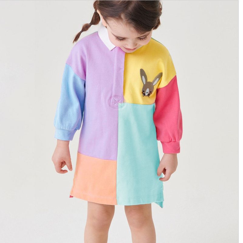 Colour Block Rabbit Girl Dress (Last One / 6 yrs old)