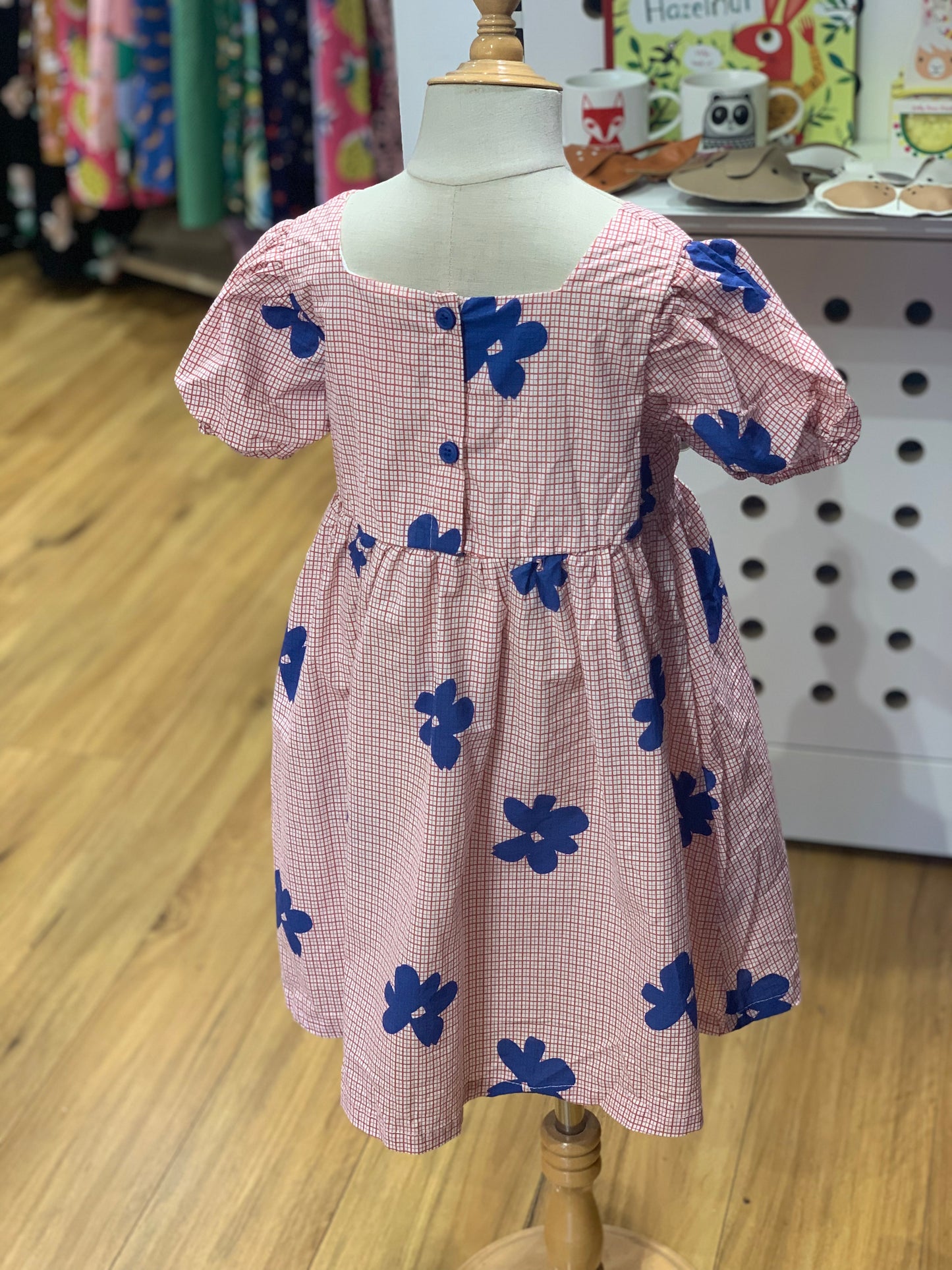 Floral plaid girls dress