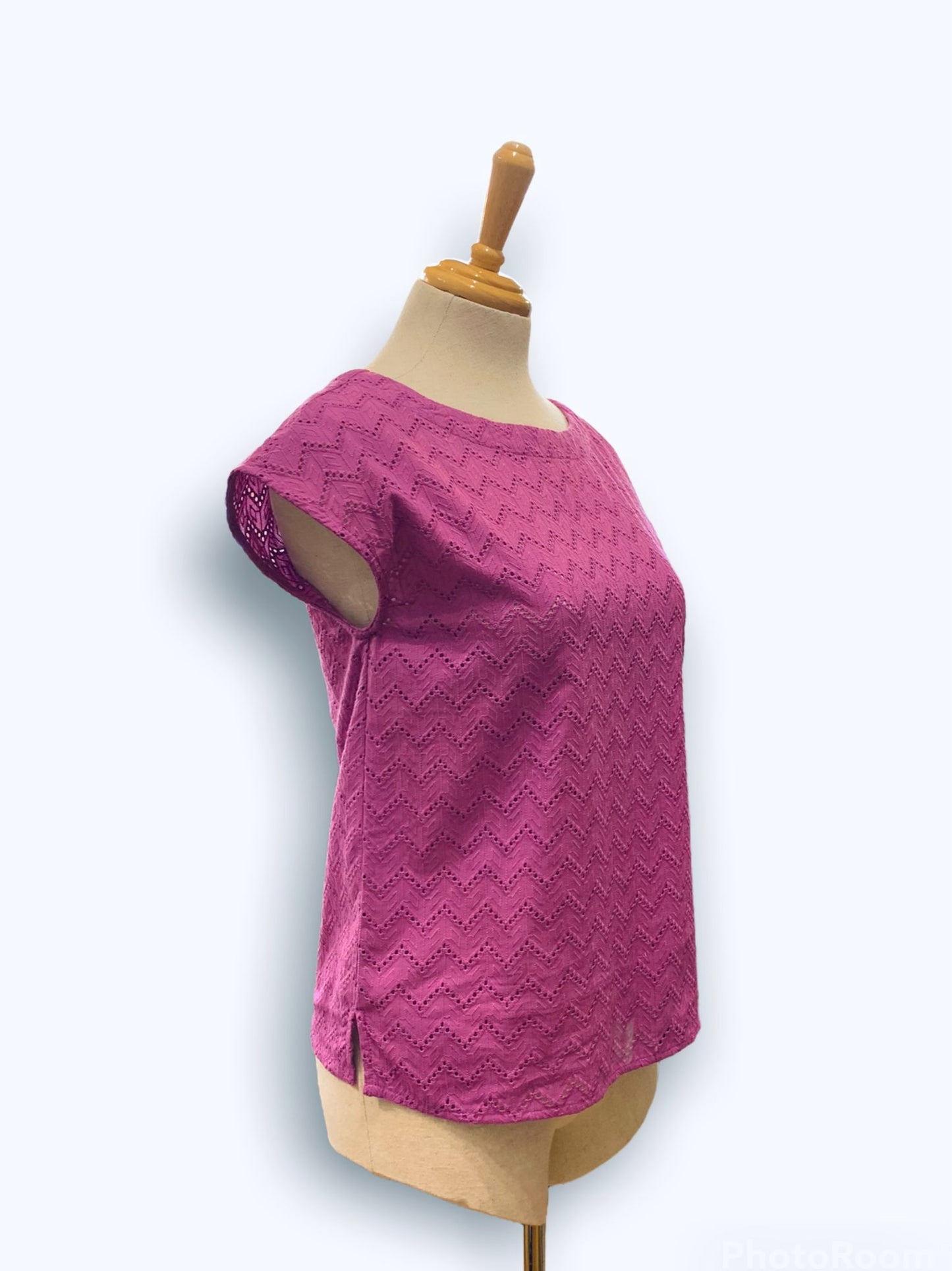 Lindsey Top Zig Zag - Embroidered Magenta (Size 8,14 & 16 ONLY)