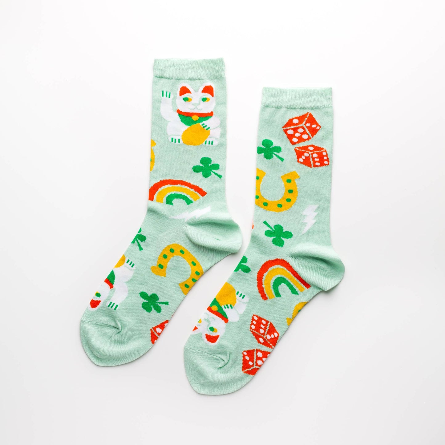 Yellow Owl Workshop Women's - Lucky Cat & Clover Crew Socks