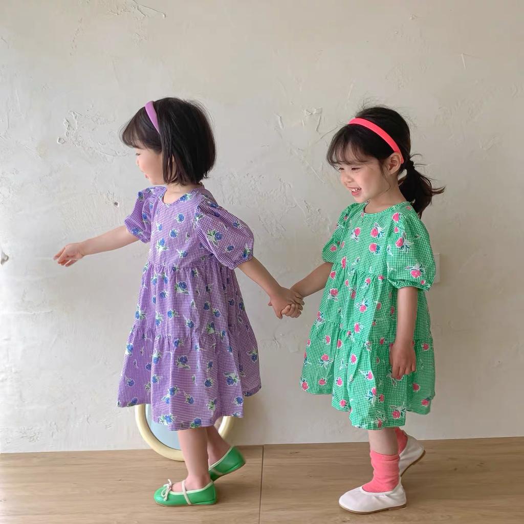 Picnic rose girl dress - Green (Low in Stock/ Size 80,90, 110)