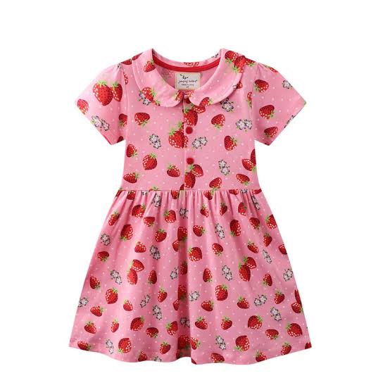 Pink strawberry cotton girls dress( Last one / 3 yrs old)