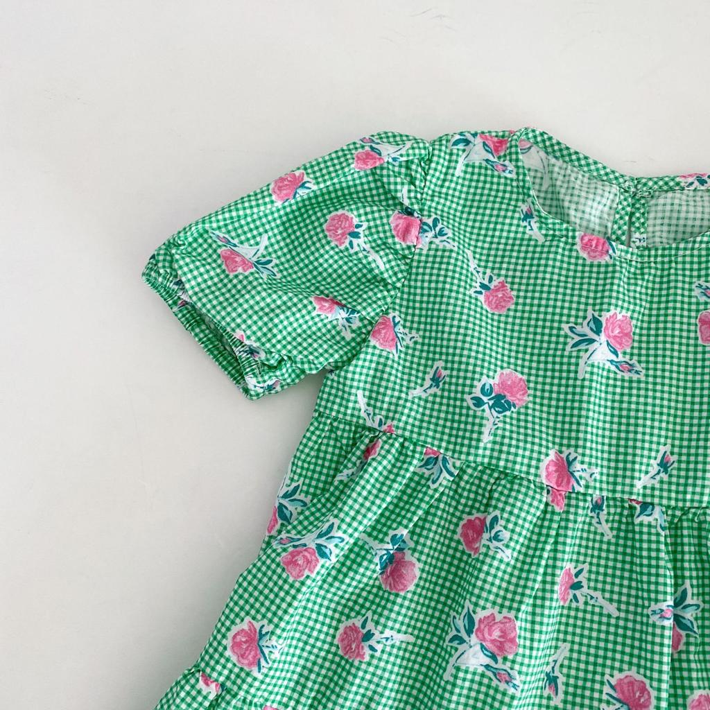 Picnic rose girl dress - Green (Low in Stock/ Size 80,90, 110)