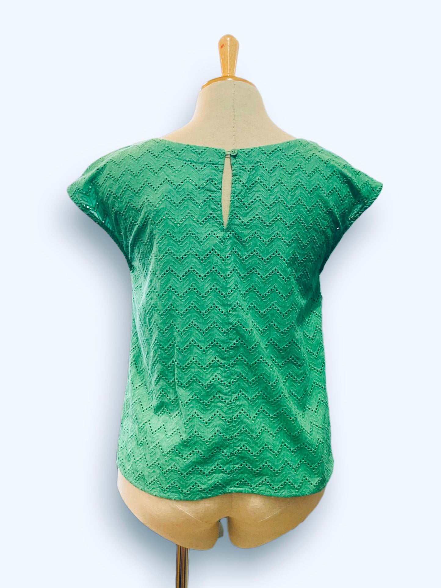 Lindsey Top Zig Zag - Embroidered Green