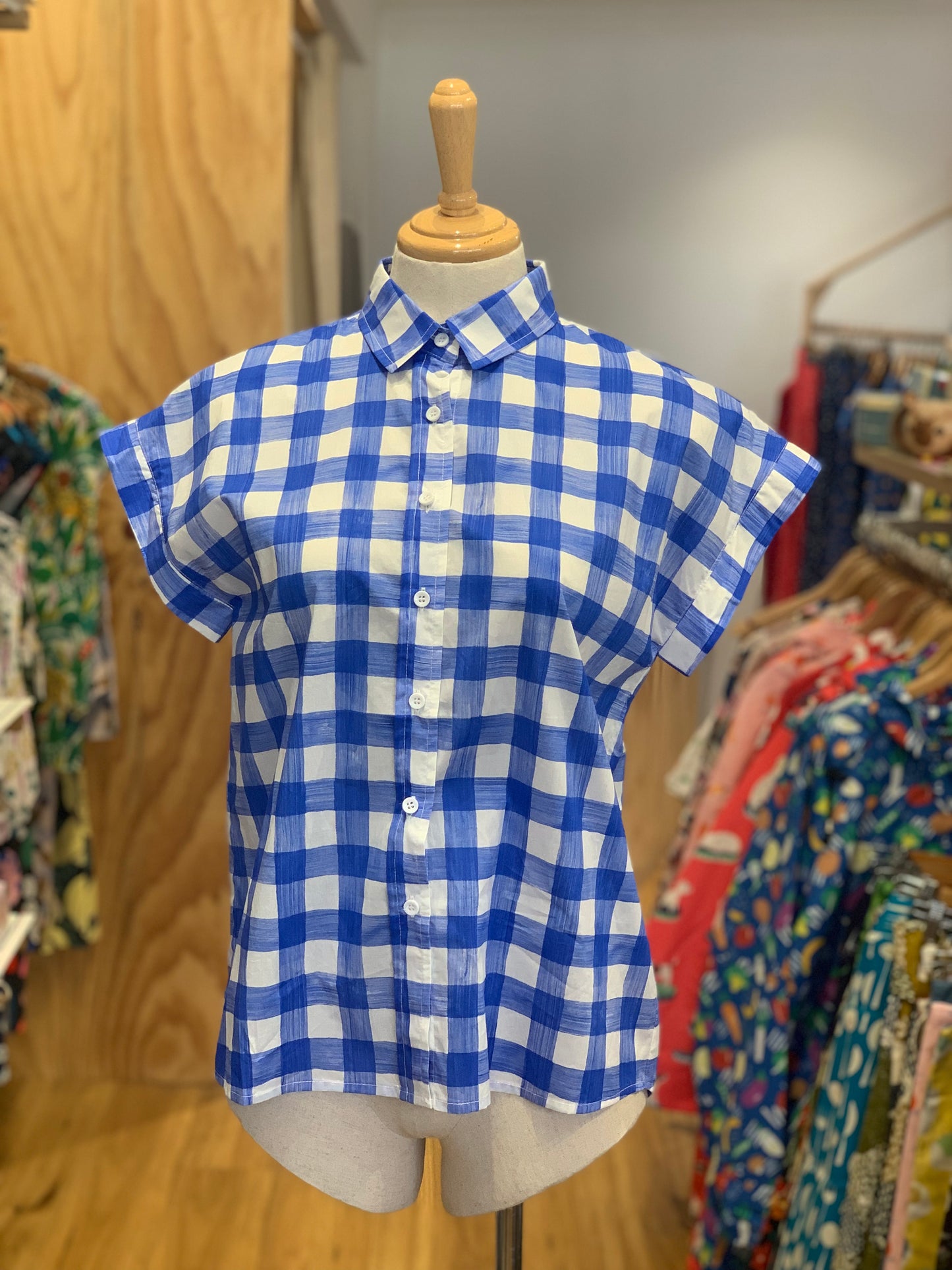 The Plaid Top - Blue