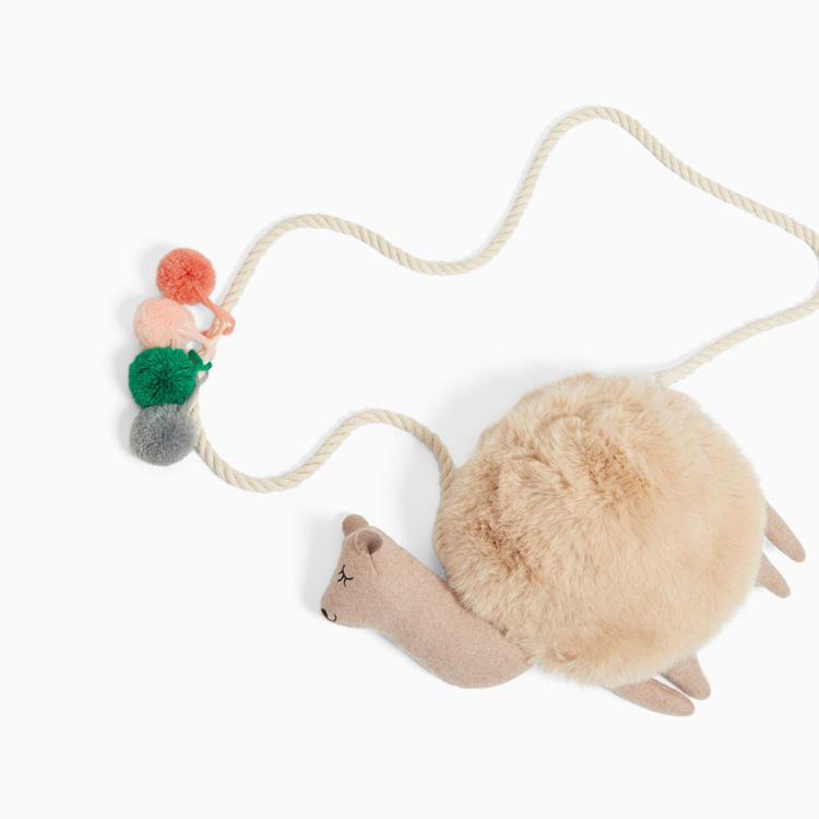 Fluffy camel with Pom Pom kids bag