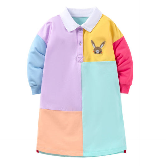 Colour Block Rabbit Girl Dress (Last One / 6 yrs old)