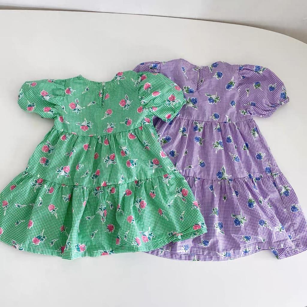 Picnic rose girl dress - Green (Low in Stock/ Size 80,90, 110)
