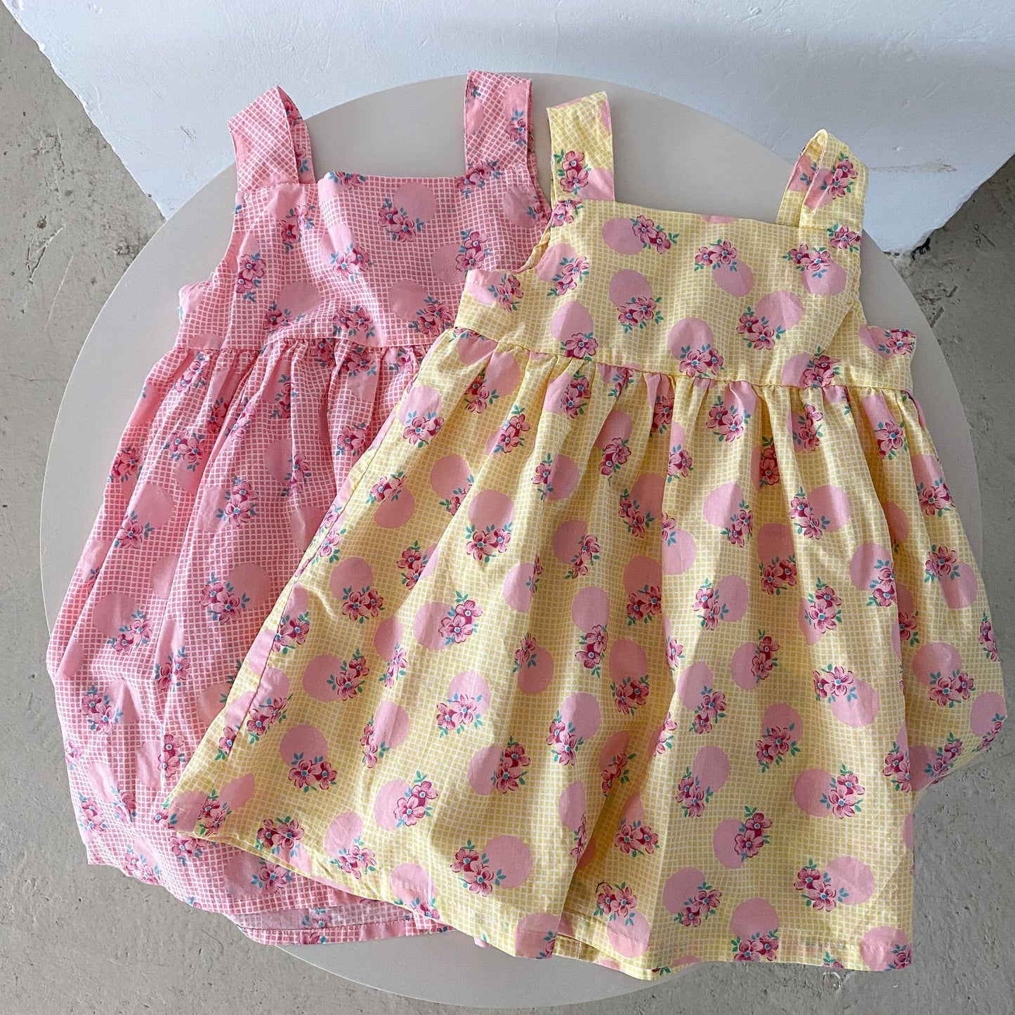 Polka dot rose sleeveless girls dress -pink (Low in stock/ size 90 & 110 left)