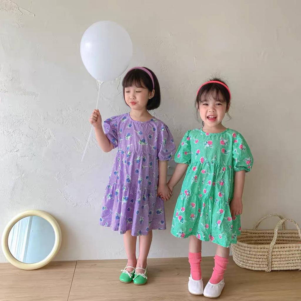 Picnic rose girl dress - Green (Low in Stock/ Size 80,90, 110)