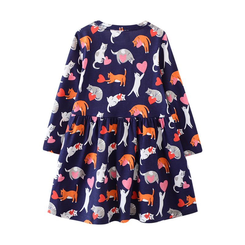 Cat and heart cotton girls dress (Last one/4 yrs old)