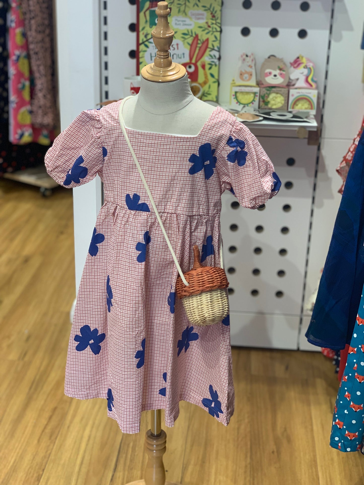 Floral plaid girls dress
