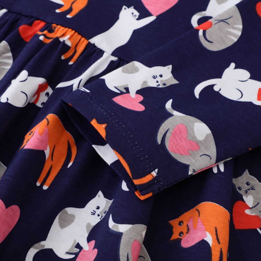 Cat and heart cotton girls dress (Last one/4 yrs old)