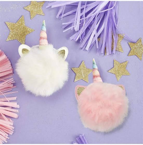 Unicorn Pom Pom Hair Tie (white only)