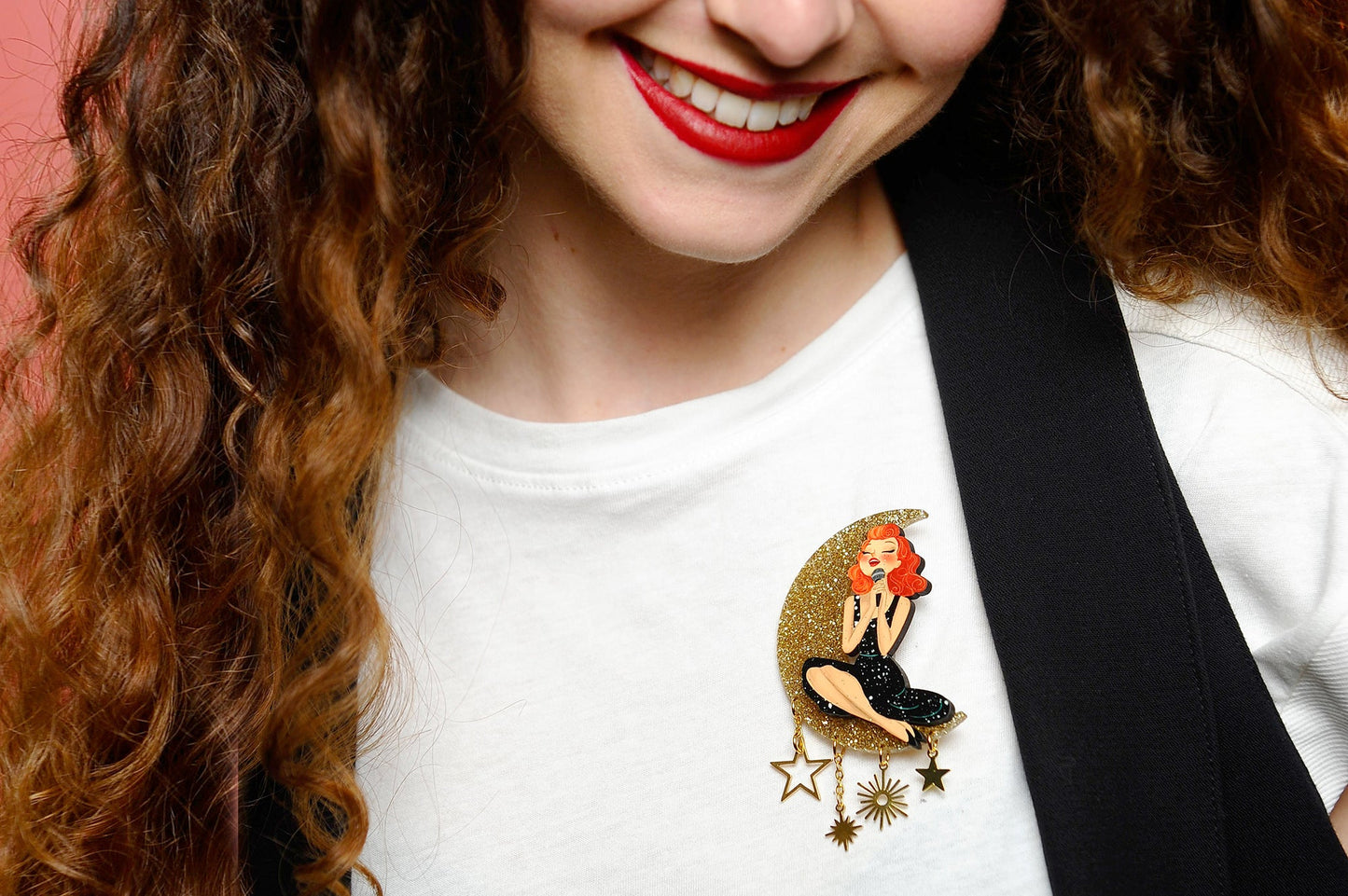 Laliblue Singer Sitting on the Moon Brooch