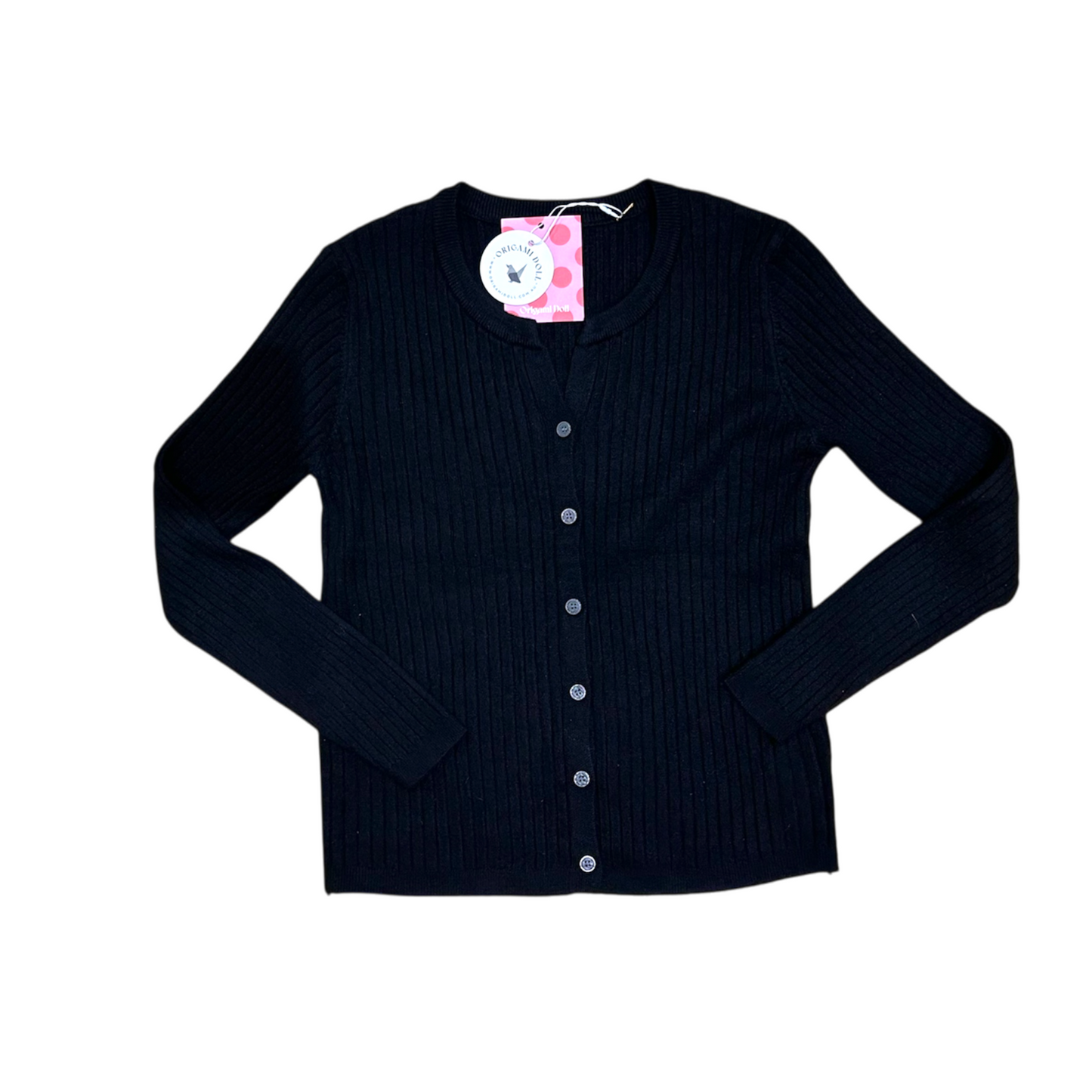 Round Neck Ribbed Cardigan