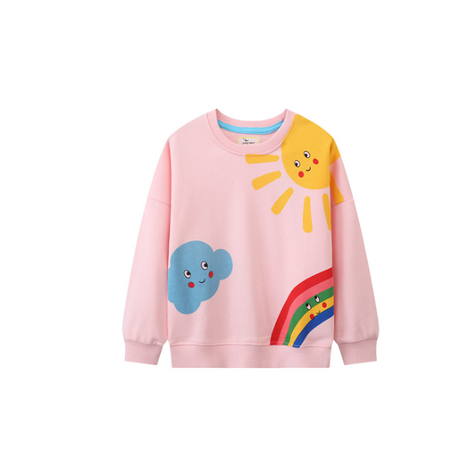Kawaii Sun, Rainbow and Cloud Kids Cotton Pullover