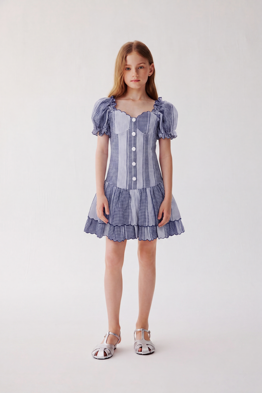 Hampton Gingham Dress (Navy)