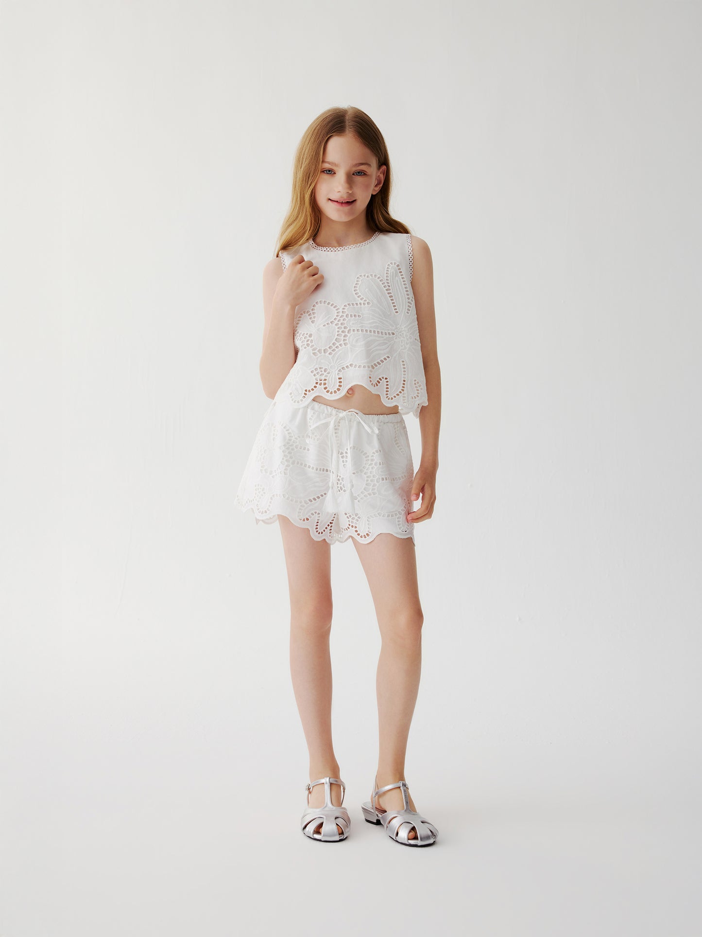 Chloe Eyelet Top (White)