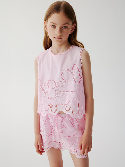 Chloe Eyelet Top (Pink)