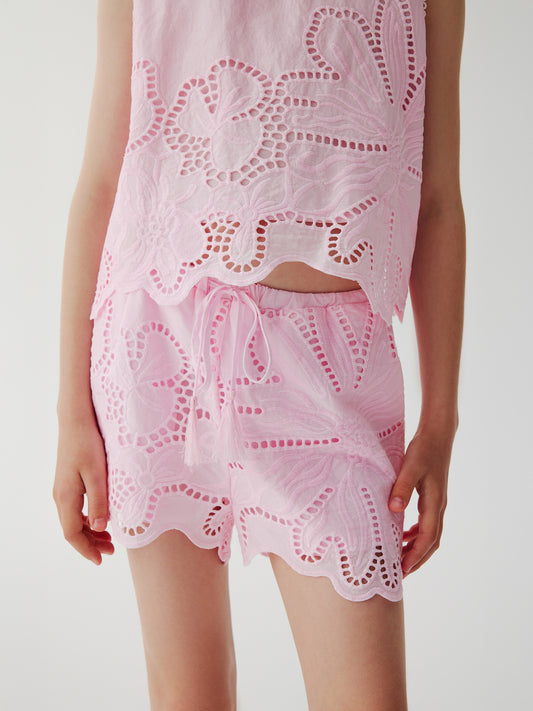 Chloe Eyelet Shorts pink