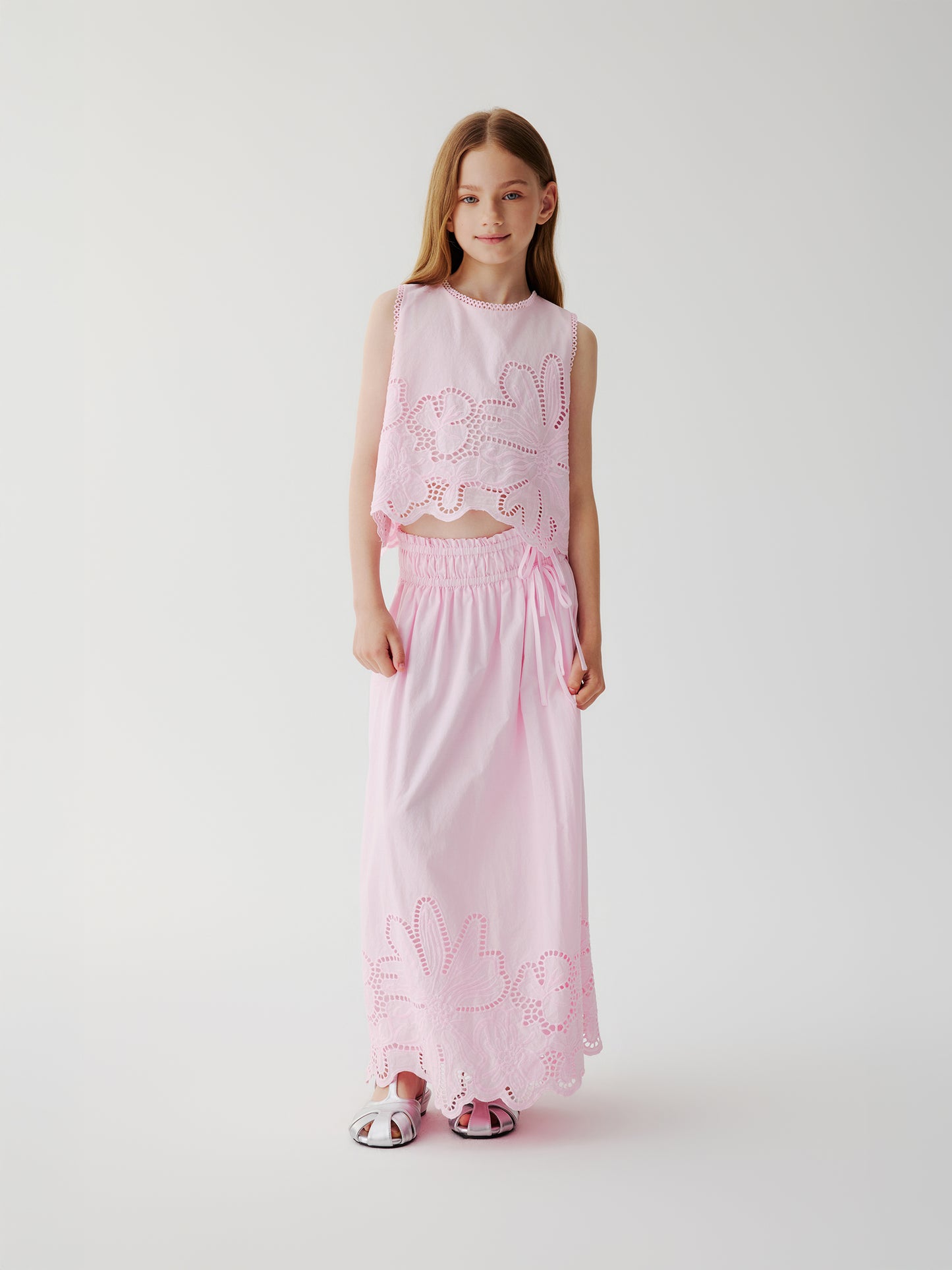 Chloe Eyelet Maxi Skirt (Pink)