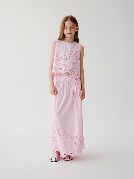 Chloe Eyelet Maxi Skirt (Pink)