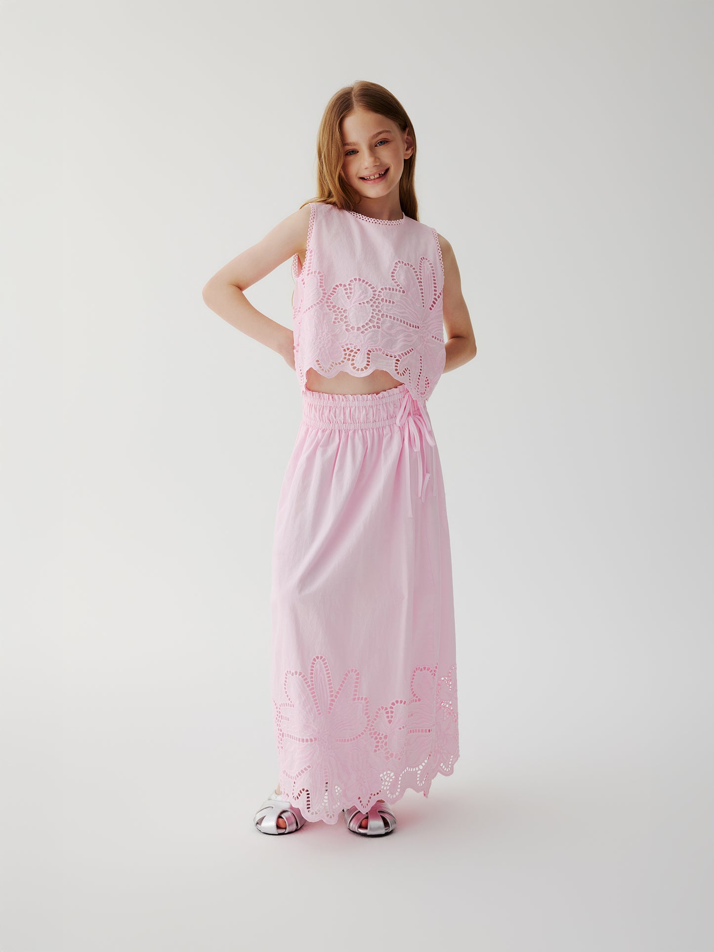 Chloe Eyelet Maxi Skirt (Pink)