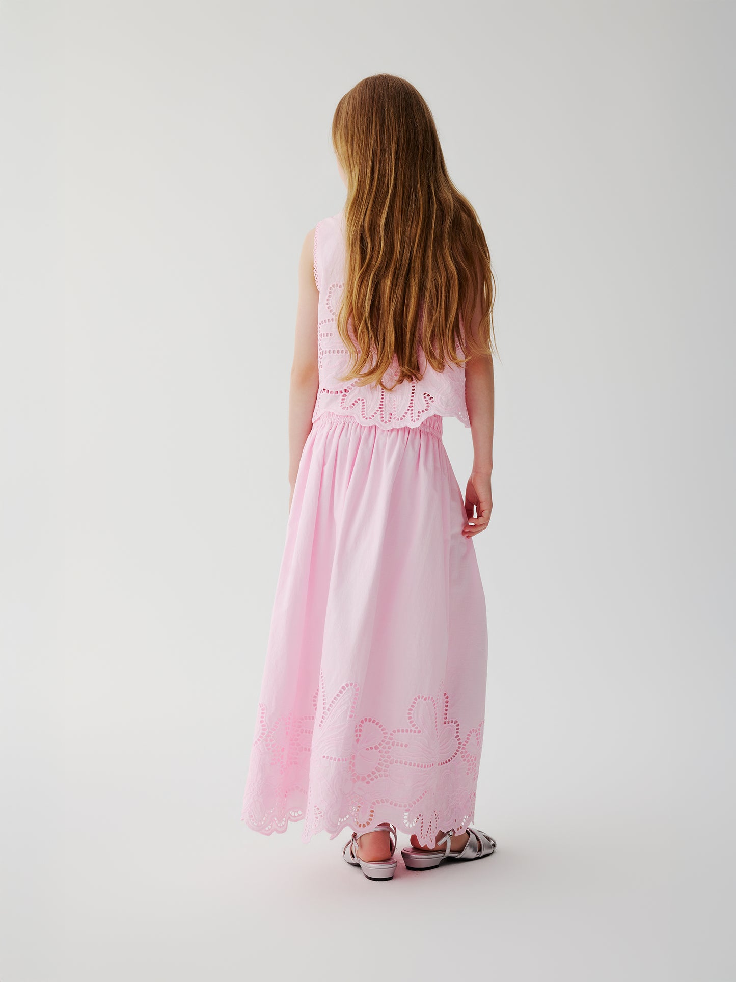Chloe Eyelet Maxi Skirt (Pink)