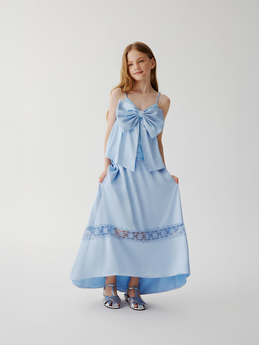 Pearl Lace Maxi Skirt (blue)