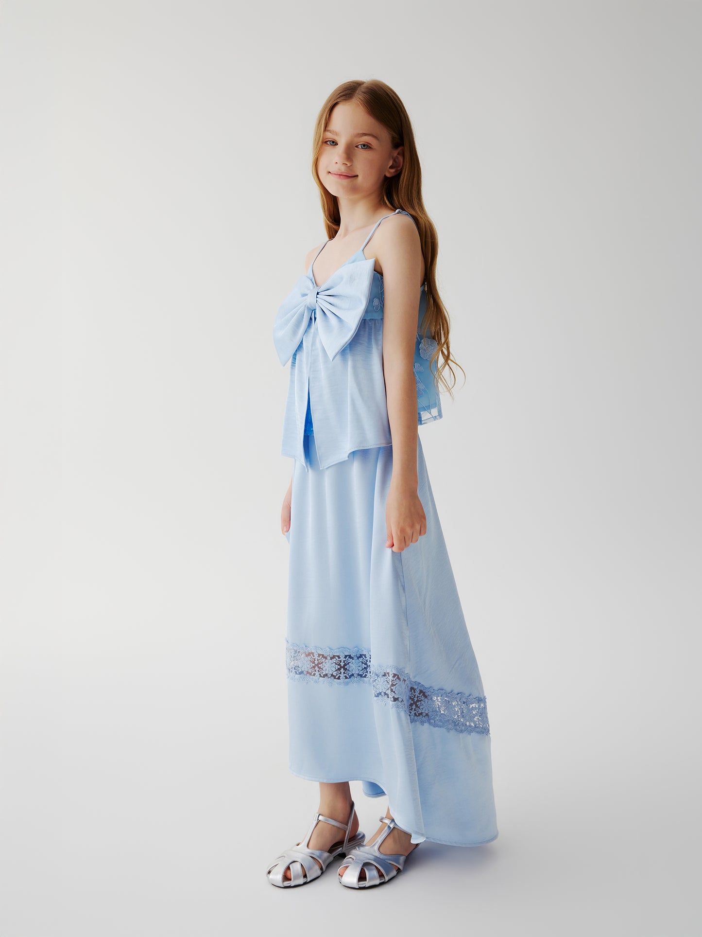 Pearl Lace Maxi Skirt (blue)