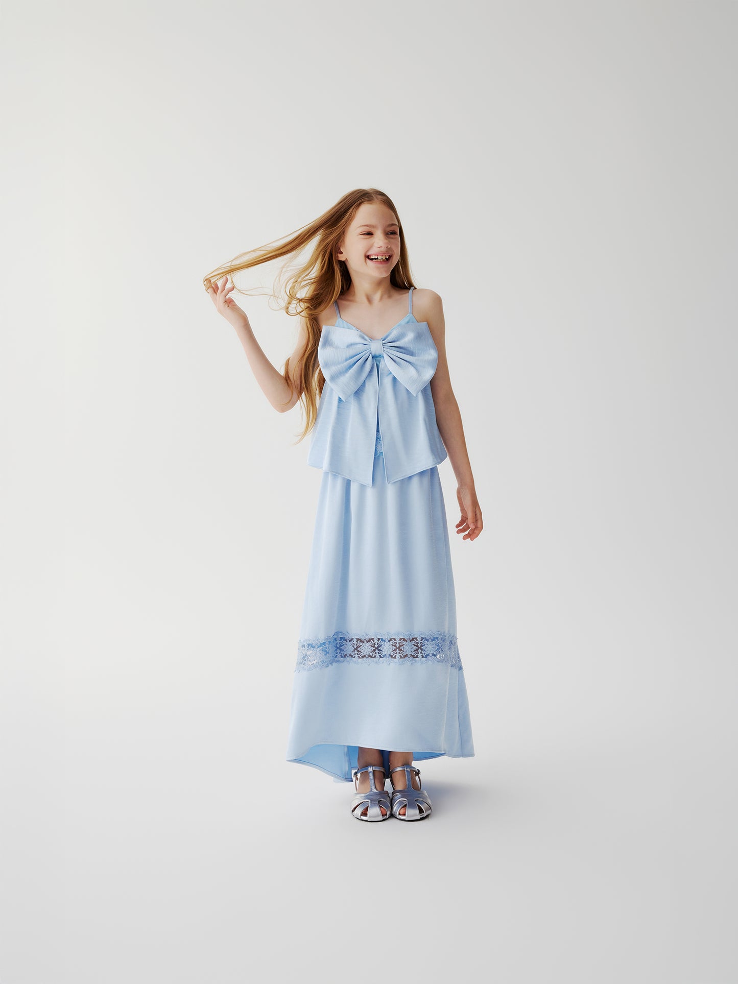 Pearl Lace Maxi Skirt (blue)
