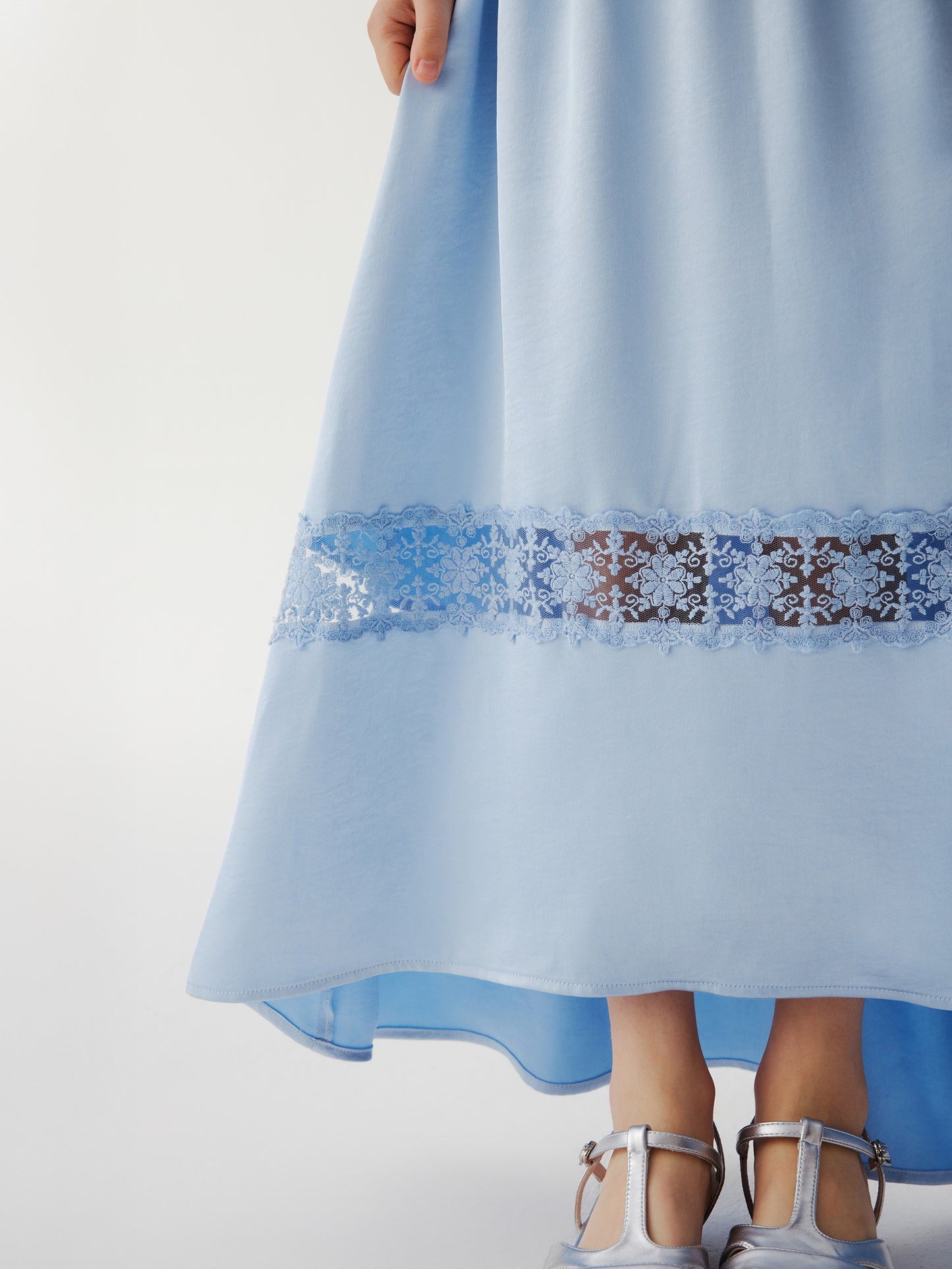 Pearl Lace Maxi Skirt (blue)