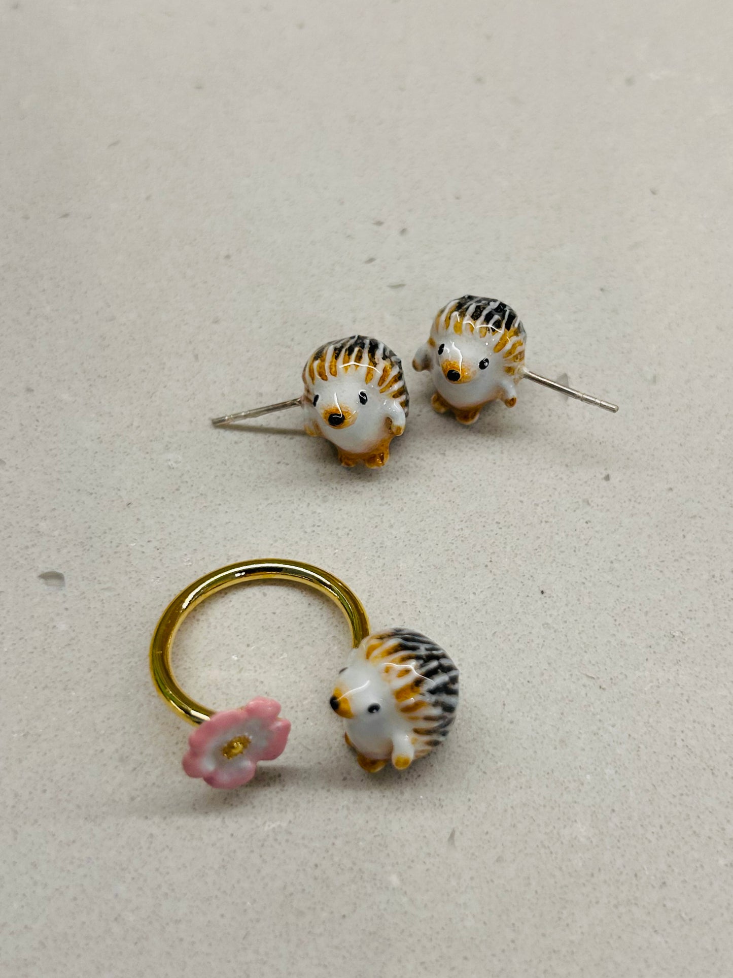 Handmade Hedgehog Ring/Earrings