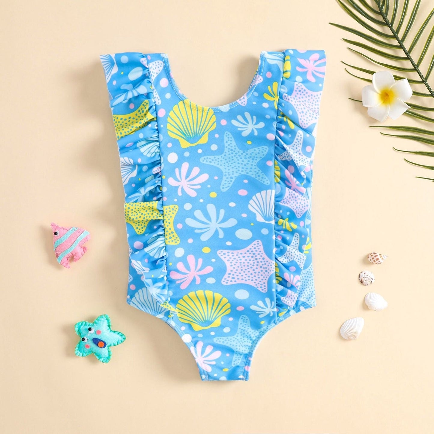 Sea life print kids swimsuit