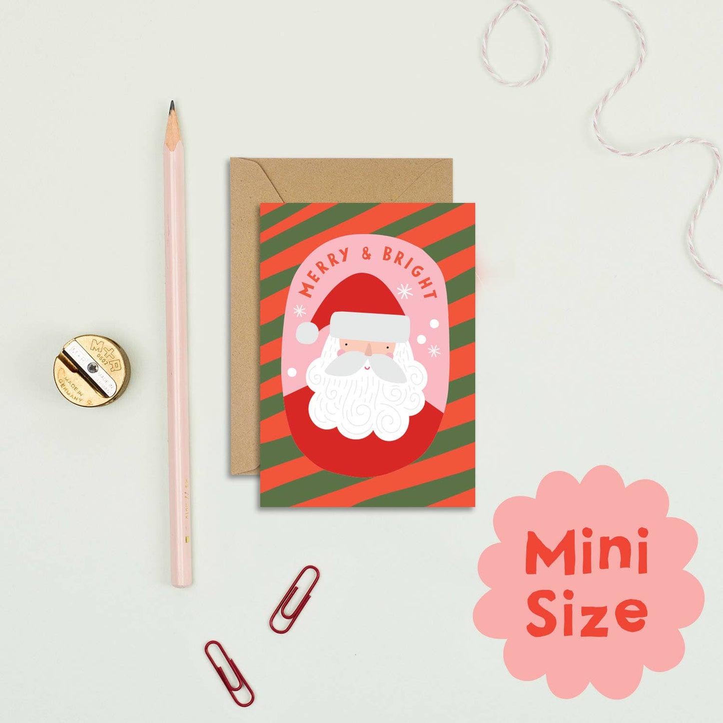 Candy Cane Santa Mini Christmas Card | Mini Cards | A7 Cards