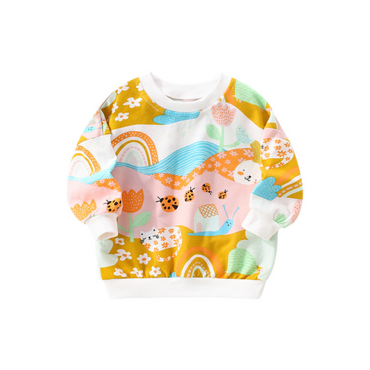 Rainbow Garden Animal Print Kids Sweater