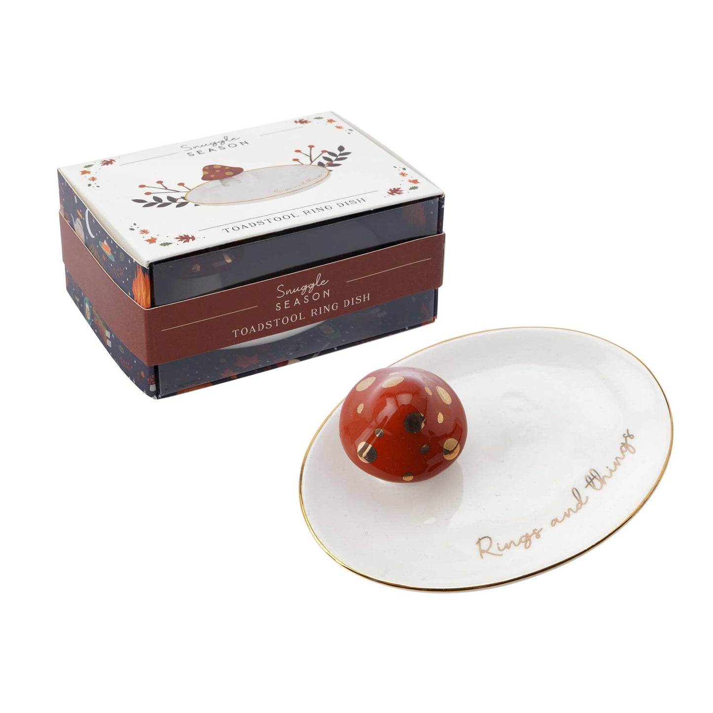 Snuggle Season Ceramic Toadstool Ring Dish