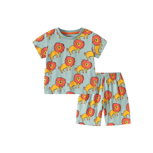 Lion Print T-Shirt and Shorts Play Set