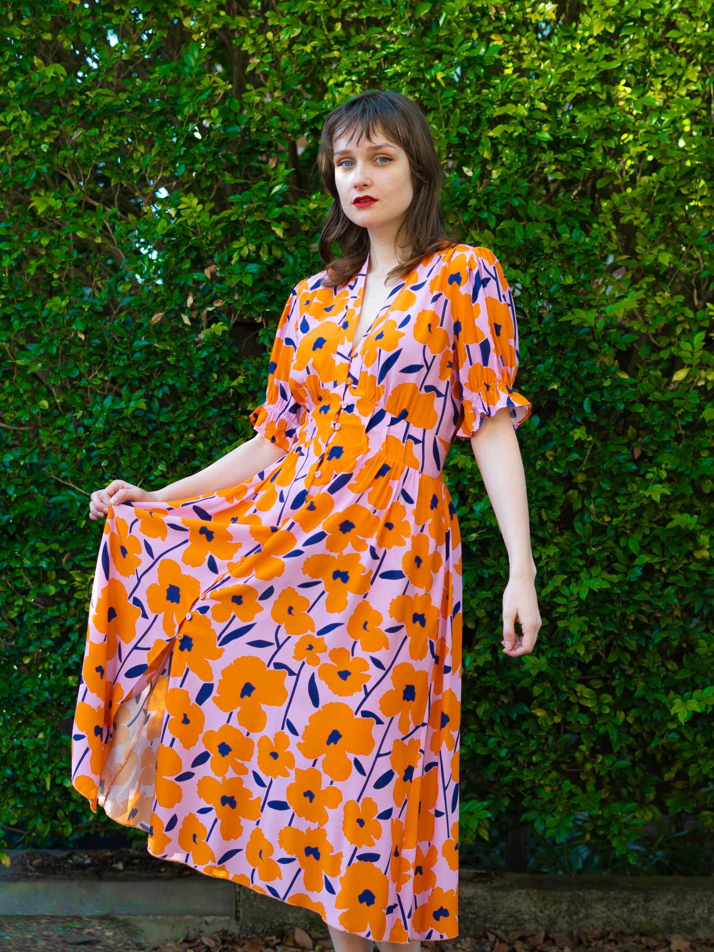 Phoebe Dress - Floral orange