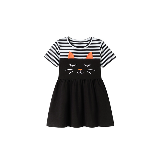Midnight Kitty Stripe Dress