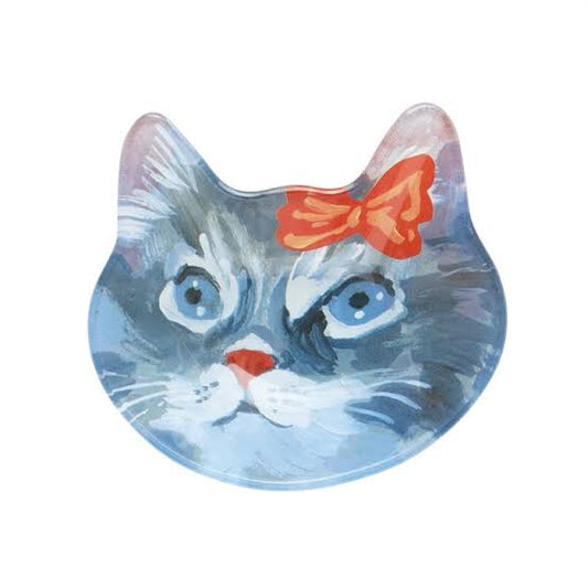 Nathalie Lete Cat face glass plate Gray Cat