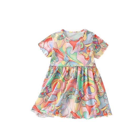 Multicolour Abstract Butterfly Dress