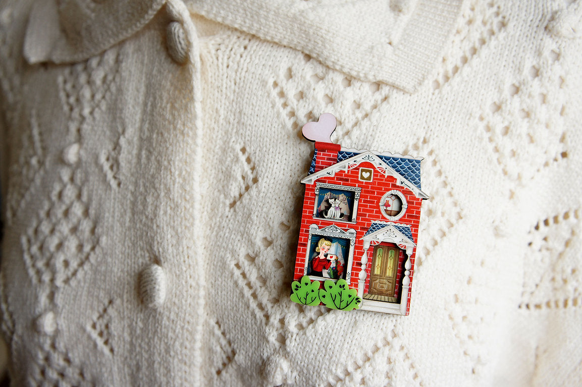 Valentine's House Brooch by Laliblue