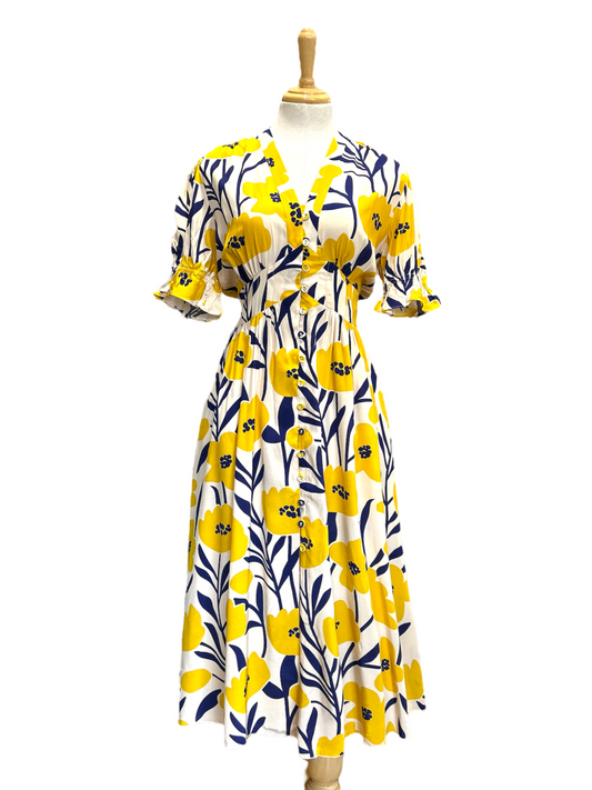 Phoebe Dress - Floral Yellow