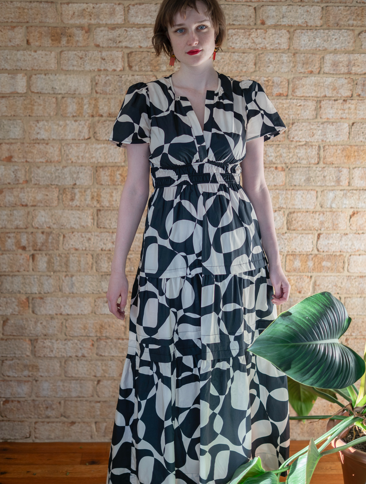 Hanna Dress - black and white abstract